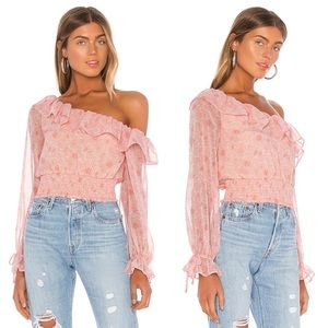 Privacy Please Juliette Pink Floral Off Shoulder Smocked Floral Blouse XL